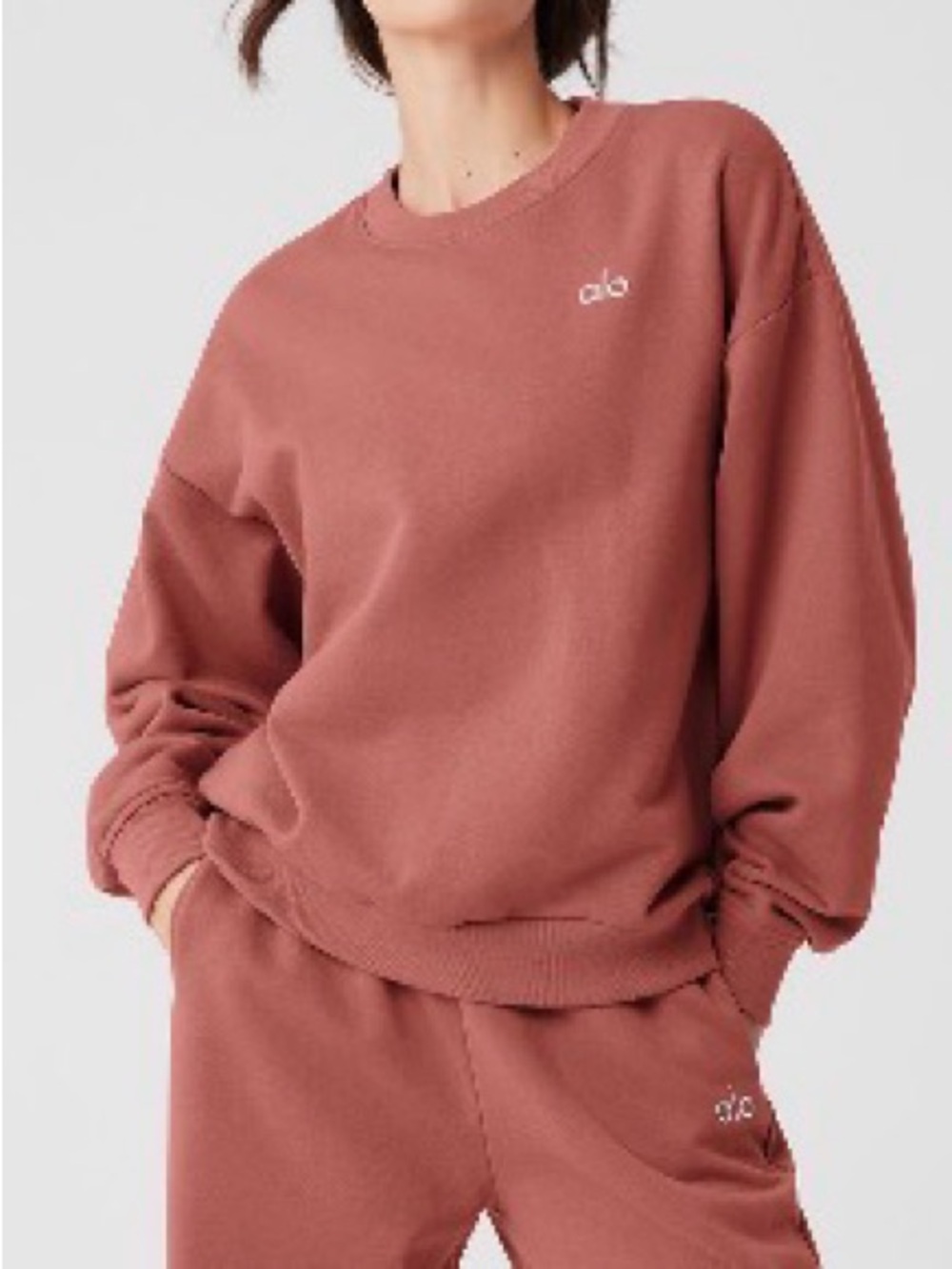 Alo Soft Terracotta Accolade Crewneck Sweatshirt. Size Large. VGUC